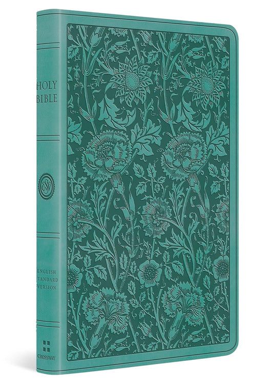 ESV PREMIUM GIFT BIBLE TEAL FLORAL DESIGN (BLACK LETTER EDITION)