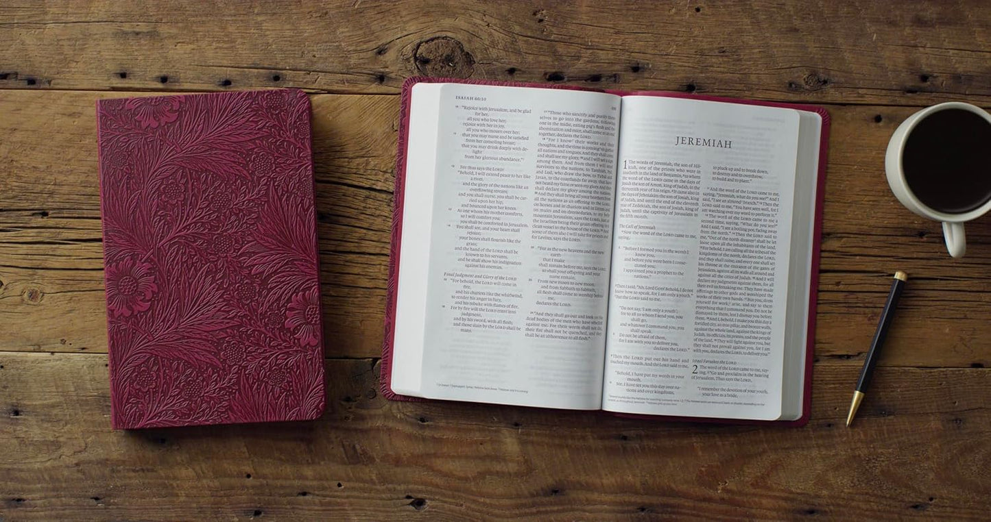 B ESV LARGE PRINT VALUE THINLINE BIBLE RASPBERRY  FLORAL DESIGN