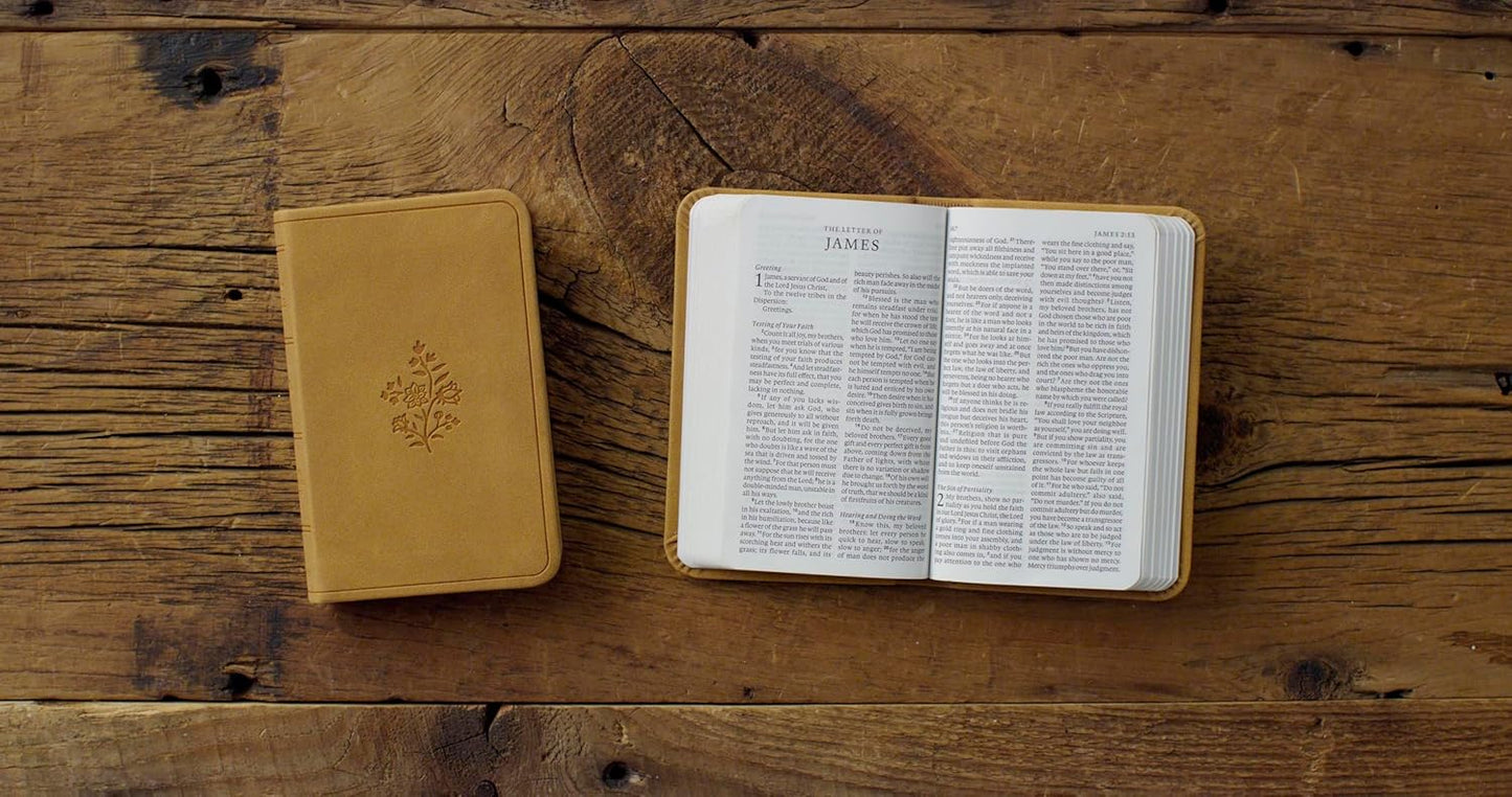 B ESV VEST POCKET NEW TESTAMENT WITH PSALMS AND PROVERBS  NUBUCK CARAMEL  WILDFLOWER DESIGN (RED LETTER EDITION)