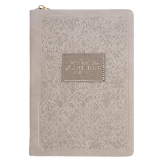 JOURNAL WITH ZIPPER (GRACE TAUPE WILDFLOWER COLLECTION)