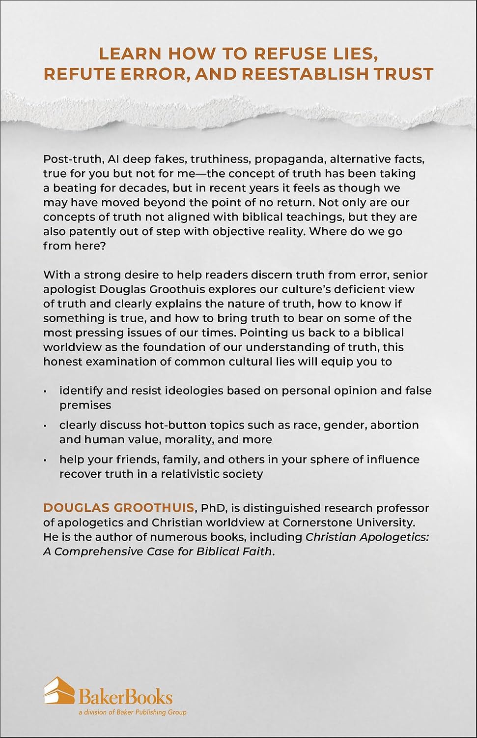 TAKING BACK TRUTH: A BIBLICAL RESPONSE TO COMMON CULTURAL LIE