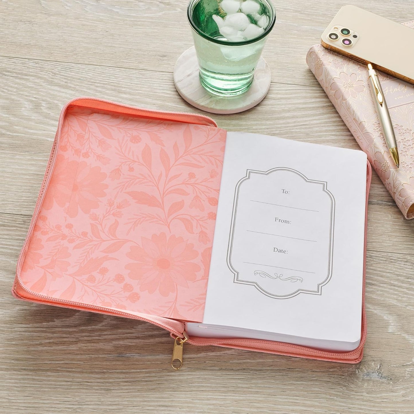 JOURNAL WITH ZIPPER (TRUST CORAL CASCADE COLLECTION)