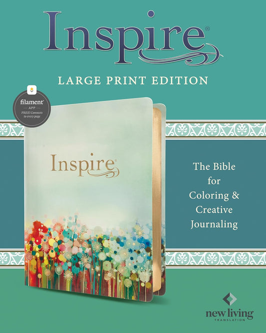 B NLT INSPIRE BIBLE  LARGE PRINT  FLORAL FIELDS WITH GOLD  FILAMENT ENABLED