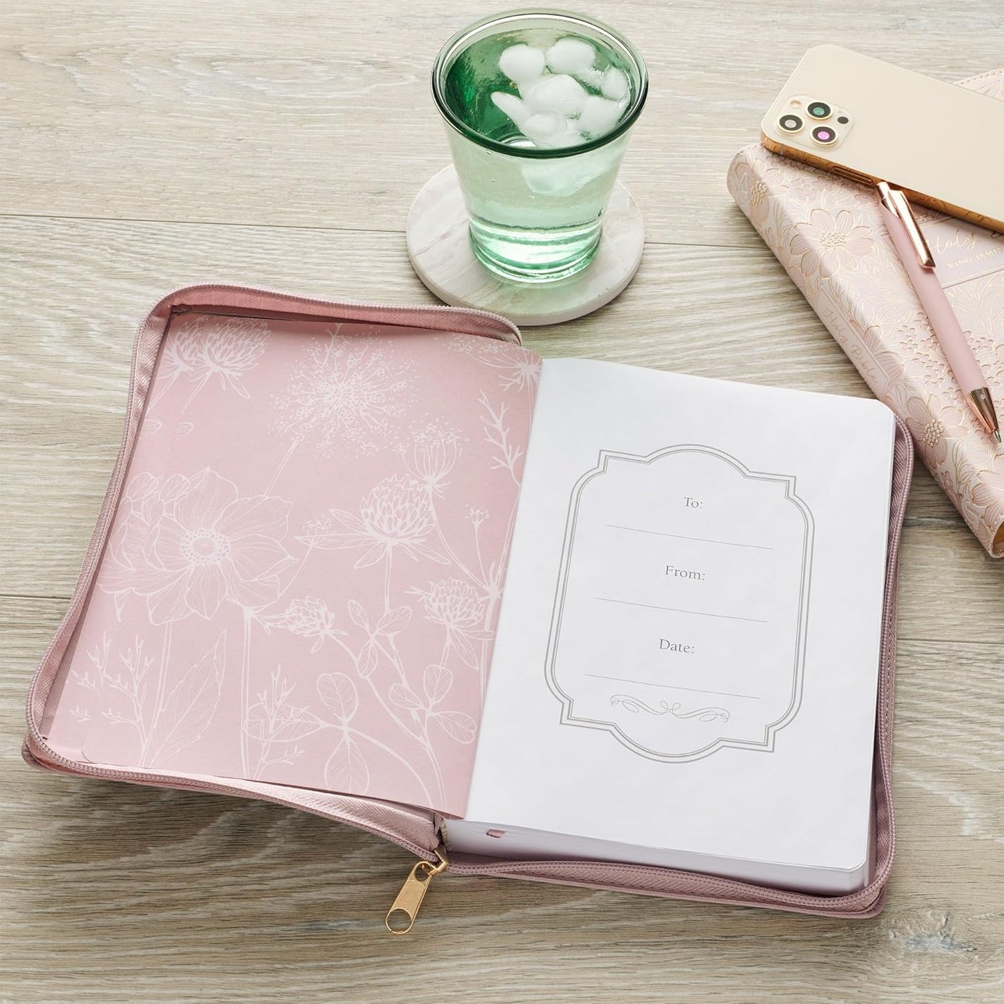 JOURNAL WITH ZIPPER (JOYFUL DUSTY MAUVE PRESSED FLOWER COLLECTION)