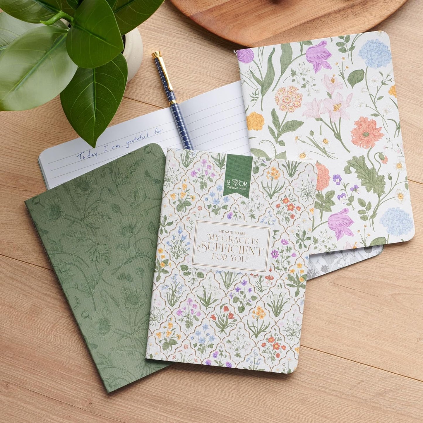 NOTEBOOK  LARGE (SET OF 3) (GRACE TAUPE WILDFLOWER COLLECTION)