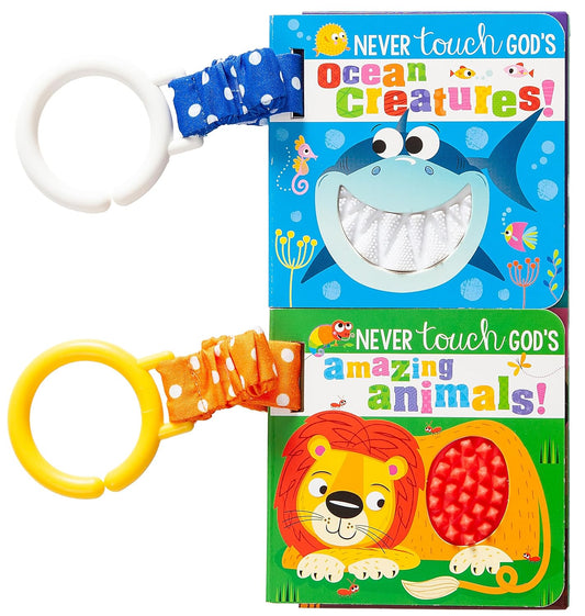 NEVER TOUCH STROLLER BOOKS (2 PACK): GOD'S OCEAN CREATURES/GOD'S AMAZING ANIMALS