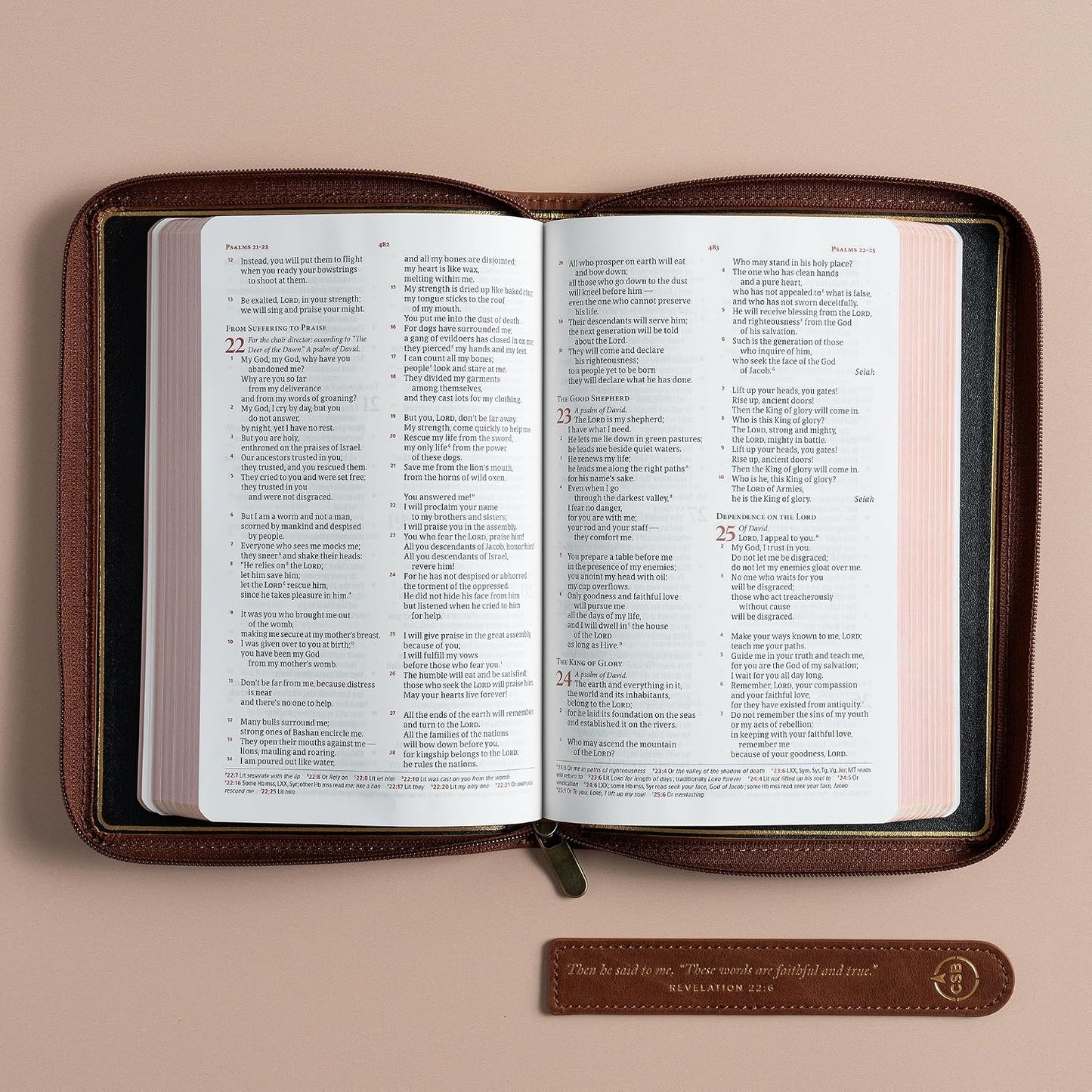 B CSB PERSONAL SIZE BIBLE  HOLMAN HANDCRAFTED COLLECTION  ZIPPER TAN (BLACK LETTER EDITION)