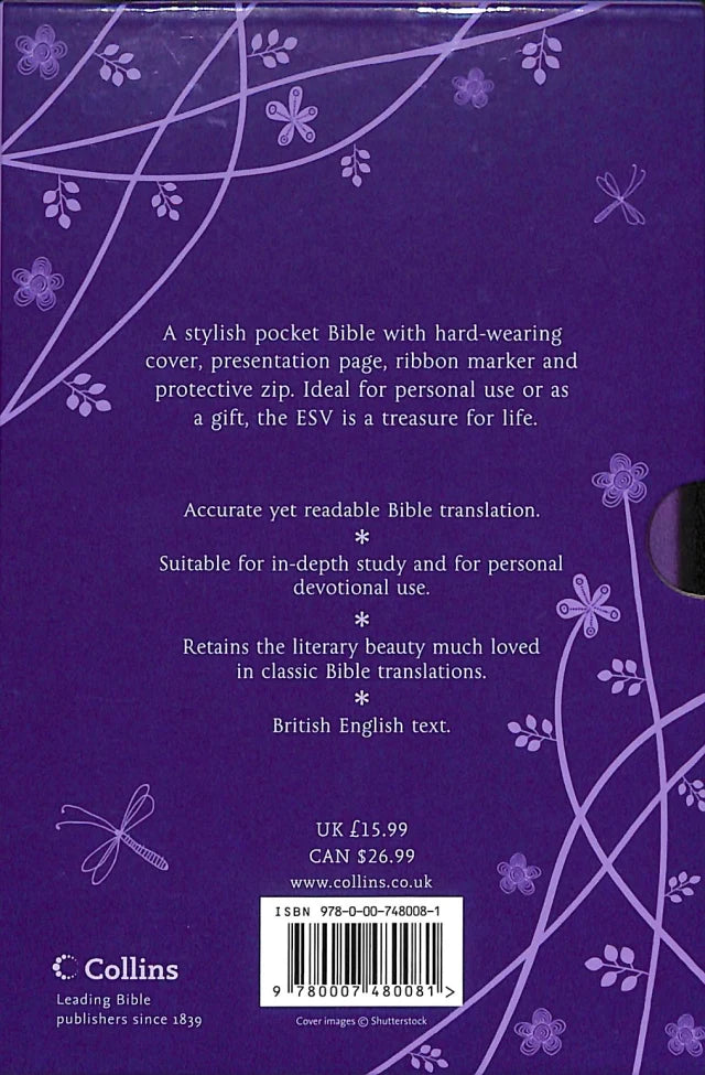 B ESV ANGLICISED COMPACT GIFT BIBLE PURPLE WITH ZIP