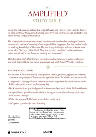 B AMPLIFIED STUDY BIBLE BROWN (BLACK LETTER EDITION)