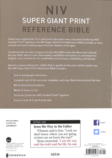 B NIV SUPER GIANT PRINT REFERENCE BIBLE GRAY (RED LETTER EDITION)