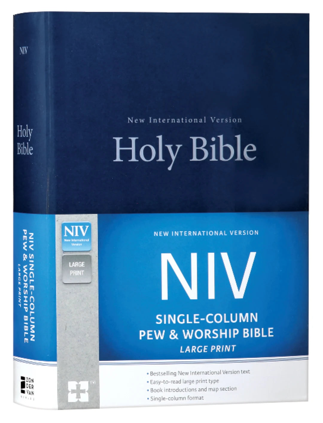 NIV SINGLE-COLUMN PEW AND WORSHIP BIBLE LARGE PRINT BLUE (BLACK LETTER EDITION)