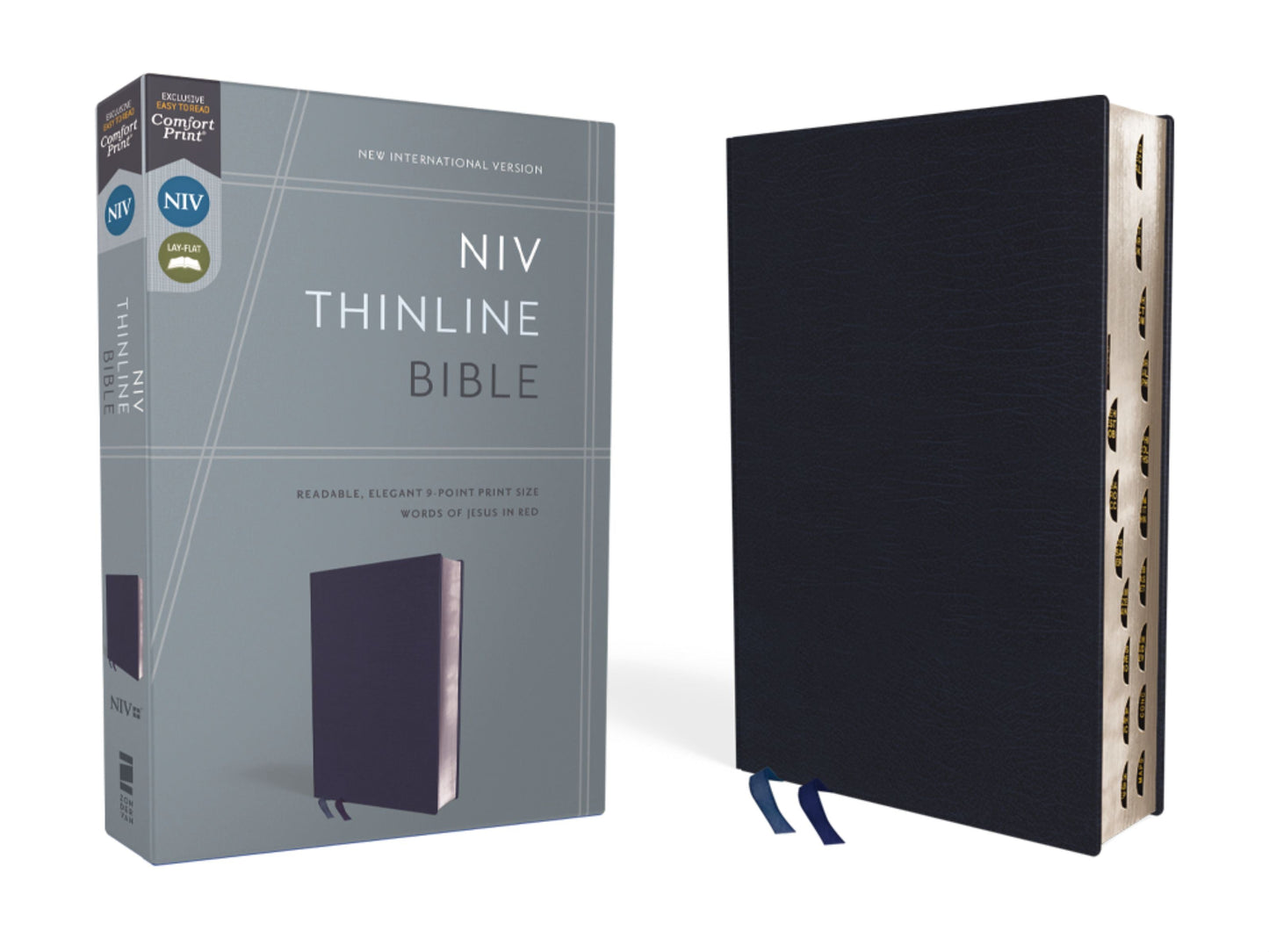 B NIV THINLINE BIBLE NAVY INDEXED (RED LETTER EDITION)