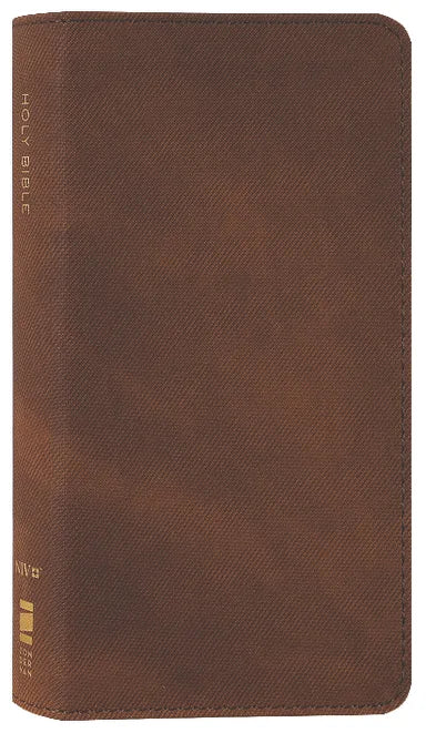 B NIV POCKET THINLINE BIBLE BROWN (RED LETTER EDITION)