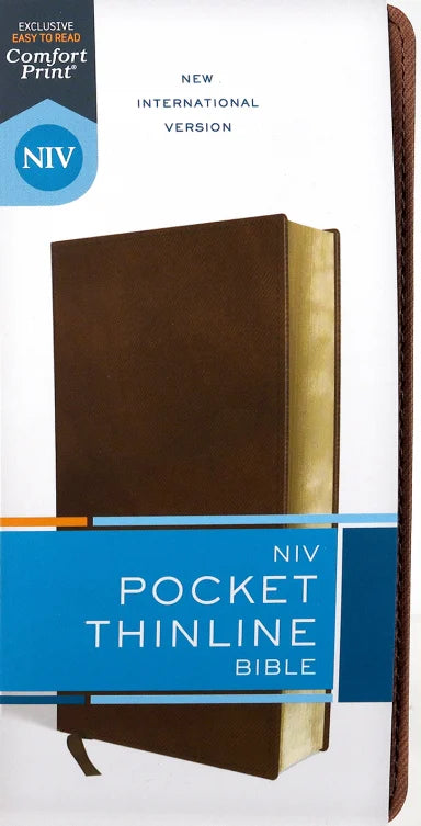 B NIV POCKET THINLINE BIBLE BROWN (RED LETTER EDITION)