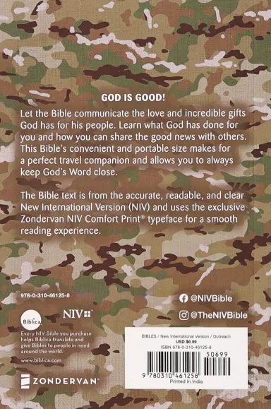 B NIV HOLY BIBLE COMPACT MILITARY CAMO