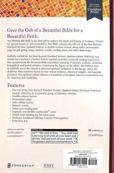 B NRSVUE GIFT BIBLE BURGUNDY