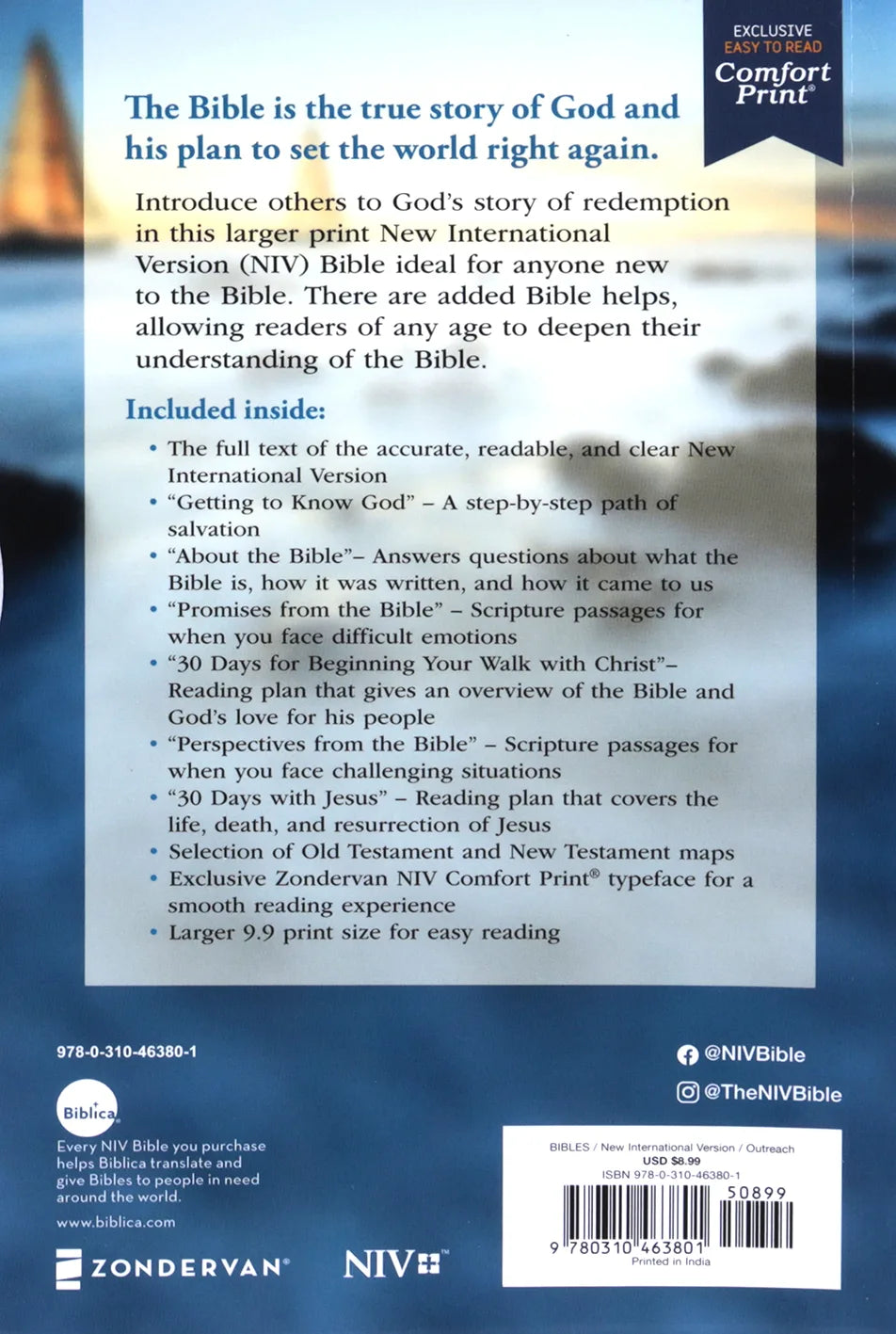 NIV HOLY BIBLE  LARGER PRINT  ECONOMY EDITION  BLUE