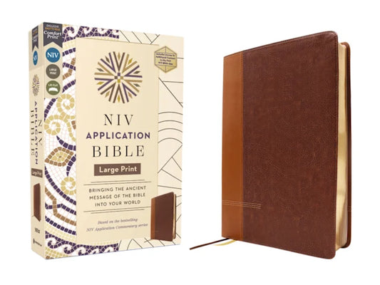 B NIV APPLICATION BIBLE  LARGE PRINT  BROWN (RED LETTER EDITION)