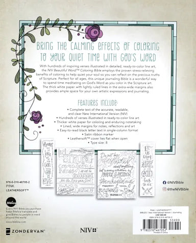 NIV BEAUTIFUL WORD COLORING BIBLE  PINK (BLACK LETTER EDITION)