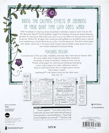NIV BEAUTIFUL WORD COLORING BIBLE  LARGE PRINT TEAL (BLACK LETTER EDITION)
