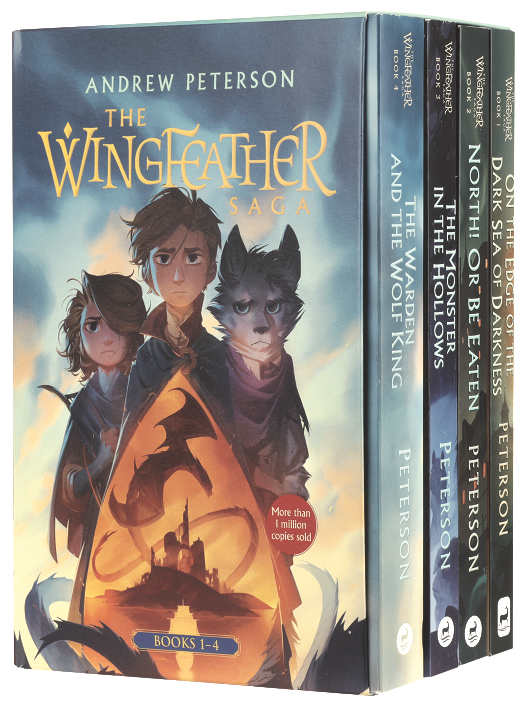 WINGFEATHER SAGA BOXED SET: ON THE EDGE OF THE DARK SEA OF DARKNESS/NORTH! OR BE EATEN/THE MONSTER IN THE HOLLOWS/THE WARDEN AND THE WOLF KING (#1-4 IN WINGFEATHER SAGA SERIES)