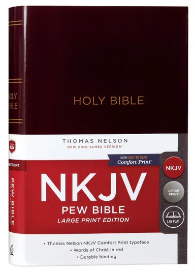 B NKJV PEW BIBLE LARGE PRINT BURGUNDY (RED LETTER EDITION)