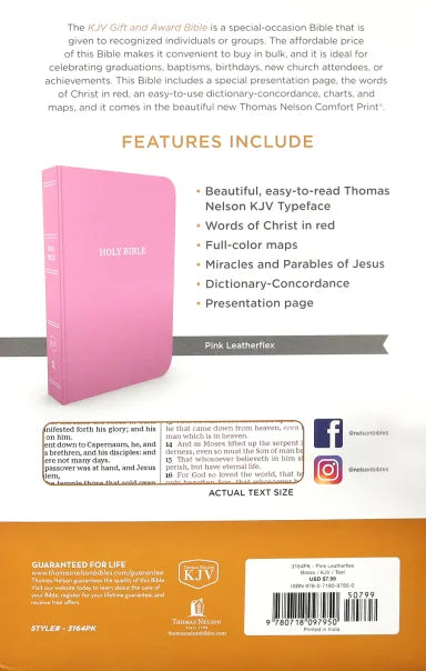 B KJV GIFT AND AWARD BIBLE PINK (RED LETTER EDITION)