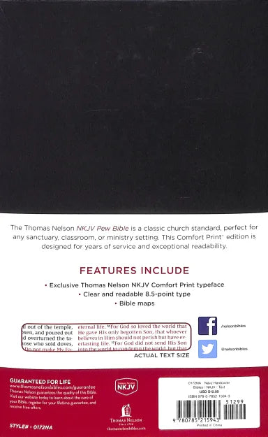B NKJV PEW BIBLE BLUE (RED LETTER EDITION)