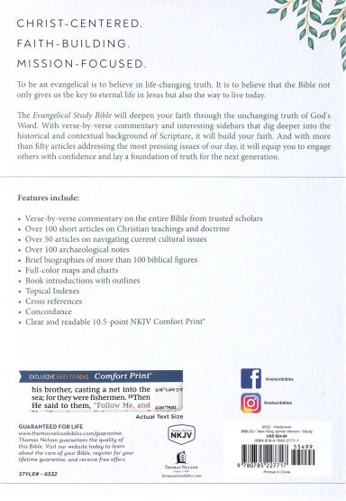 B NKJV EVANGELICAL STUDY BIBLE (RED LETTER EDITION)