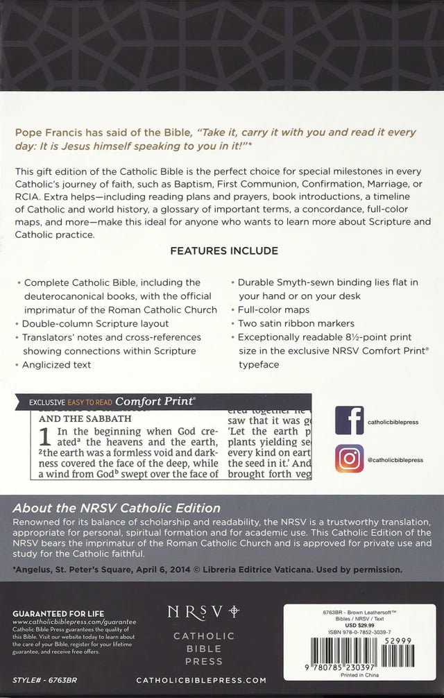 NRSV CATHOLIC BIBLE GIFT EDITION BROWN (ANGLICISED)