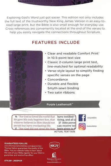 NKJV END-OF-VERSE REFERENCE BIBLE PERSONAL SIZE LARGE PRINT PURPLE (RED LETTER EDITION)