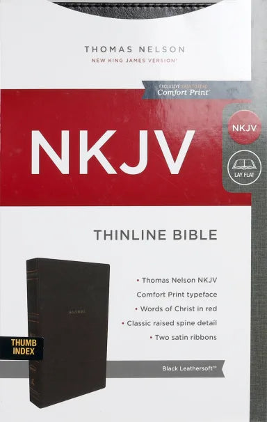 NKJV THINLINE BIBLE BLACK THUMB INDEXED (RED LETTER EDITION)