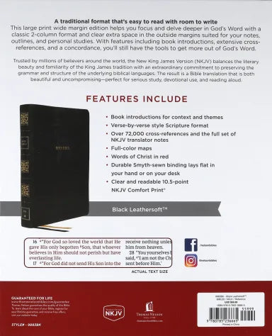 B NKJV REFERENCE BIBLE WIDE MARGIN LARGE PRINT BLACK (RED LETTER EDITION)