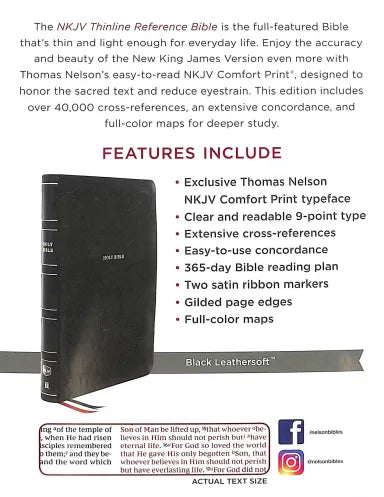 B NKJV THINLINE REFERENCE BIBLE BLACK THUMB INDEXED (RED LETTER EDITION)