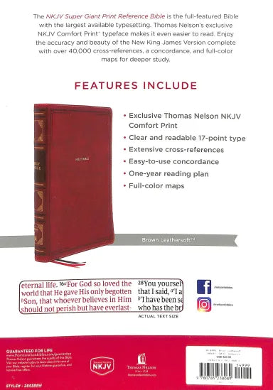 B NKJV REFERENCE BIBLE SUPER GIANT PRINT BROWN (RED LETTER EDITION)