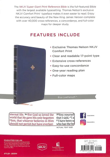 B NKJV REFERENCE BIBLE SUPER GIANT PRINT BLUE (RED LETTER EDITION)