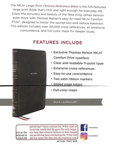 B NKJV THINLINE REFERENCE BIBLE LARGE PRINT BLACK (RED LETTER EDITION)