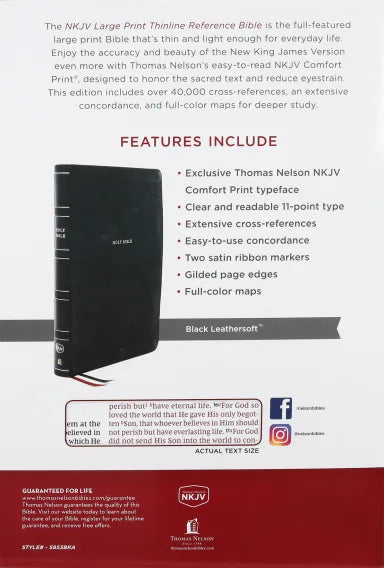 B NKJV THINLINE REFERENCE BIBLE LARGE PRINT BLACK THUMB INDEXED (RED LETTER EDITION)