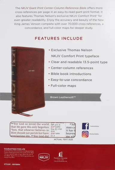 NKJV REFERENCE BIBLE CENTER-COLUMN GIANT PRINT BROWN THUMB INDEX (RED LETTER EDITION)