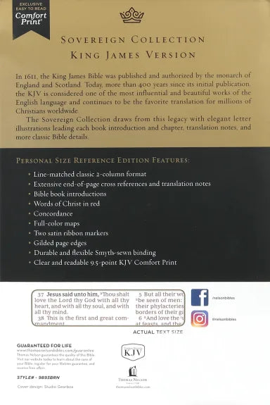 KJV SOVEREIGN COLLECTION BIBLE PERSONAL SIZE BROWN THUMB INDEXED (RED LETTER EDITION)
