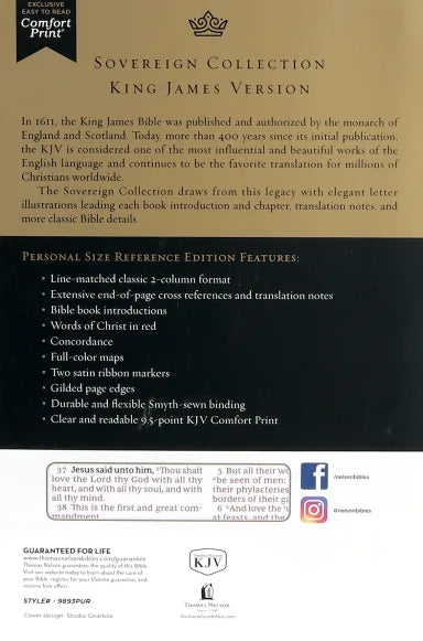 B KJV SOVEREIGN COLLECTION BIBLE PERSONAL SIZE PURPLE (RED LETTER EDITION)