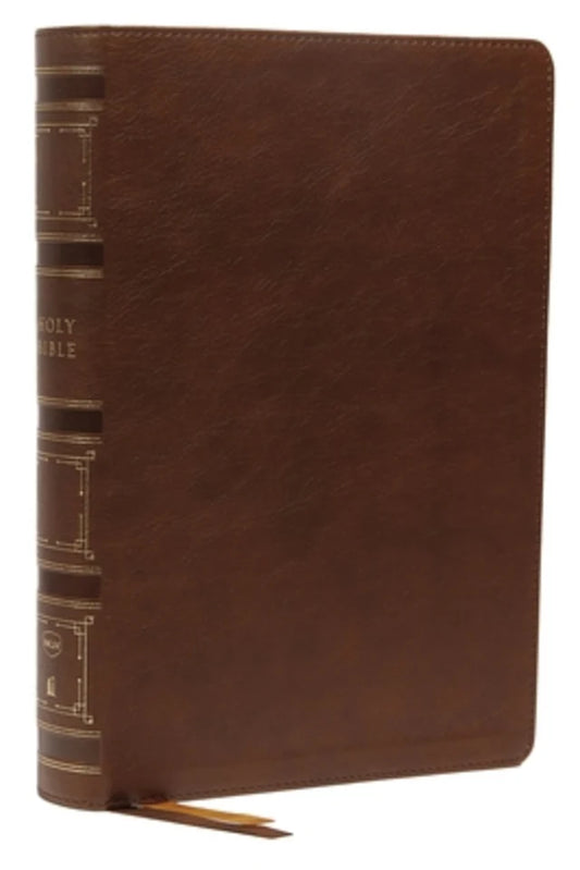 B NKJV SINGLE-COLUMN WIDE-MARGIN REFERENCE BIBLE BROWN THUMB INDEXED (RED LETTER EDITION)