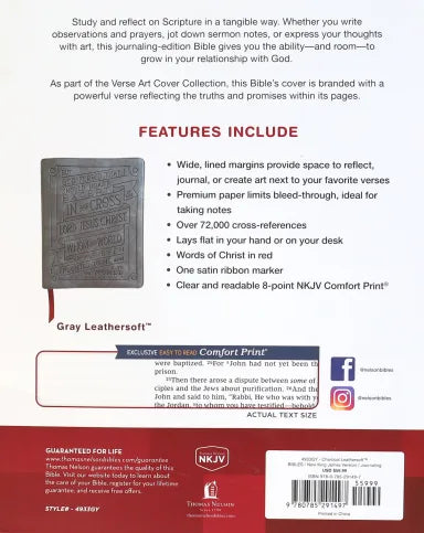 NKJV JOURNAL REFERENCE EDITION BIBLE VERSE ART COVER COLLECTION GRAY (RED LETTER EDITION)