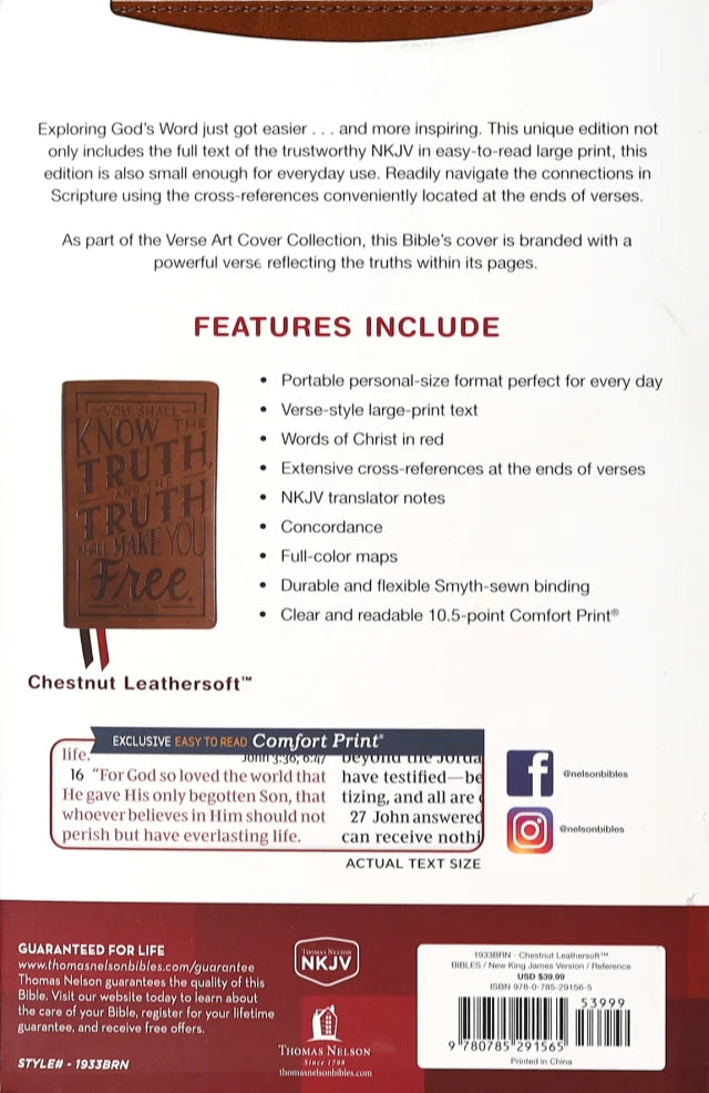 B NKJV PERSONAL SIZE LARGE PRINT END-OF-VERSE REFERENCE BIBLE VERSE ART COVER COLLECTION BROWN (RED LETTER EDITION)