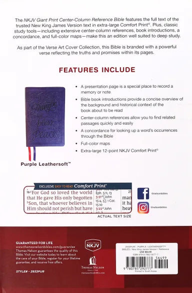 B NKJV GIANT PRINT CENTER-COLUMN REFERENCE BIBLE VERSE ART COVER COLLECTION PURPLE THUMB INDEXED (RED LETTER EDITION)