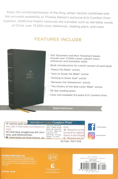 B KJV HOLY BIBLE CENTER-COLUMN REFERENCE BIBLE (RED LETTER EDITION)