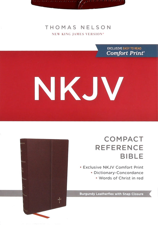 B NKJV COMPACT PARAGRAPH-STYLE REFERENCE BIBLE BURGUNDY (RED LETTER EDITION)