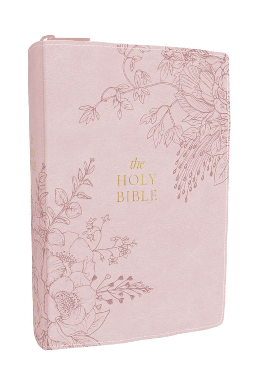 B KJV COMPACT LARGE PRINT BIBLE  PINK ZIPPER CLOSURE (RED LETTER EDITION)