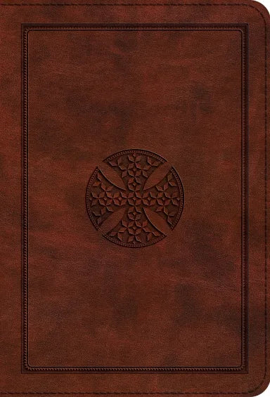 ESV LARGE PRINT COMPACT BIBLE BROWN MOSAIC CROSS DESIGN (RED LETTER EDITION)