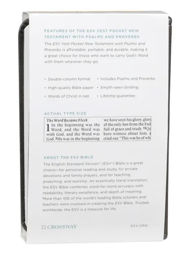 ESV VEST POCKET NEW TESTAMENT WITH PSALMS AND PROVERBS SILVER SWORD (BLACK LETTER EDITION)